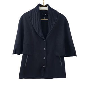 Mackage Wool Short Sleeve Coat‎ Cape Ribbed Collar Est Large 100% Wool